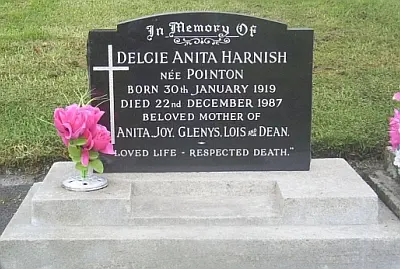 Cleaned granite headstone at Awanui Cemetery