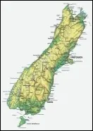 Map of South Island NZ