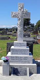 Professionally cleaned white marble headstone